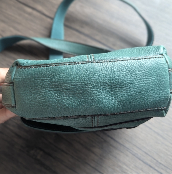Fossil Long Live Vintage 1954 Teal Leather Crossbody  Bag Adjustable Strap - Picture 6 of 13